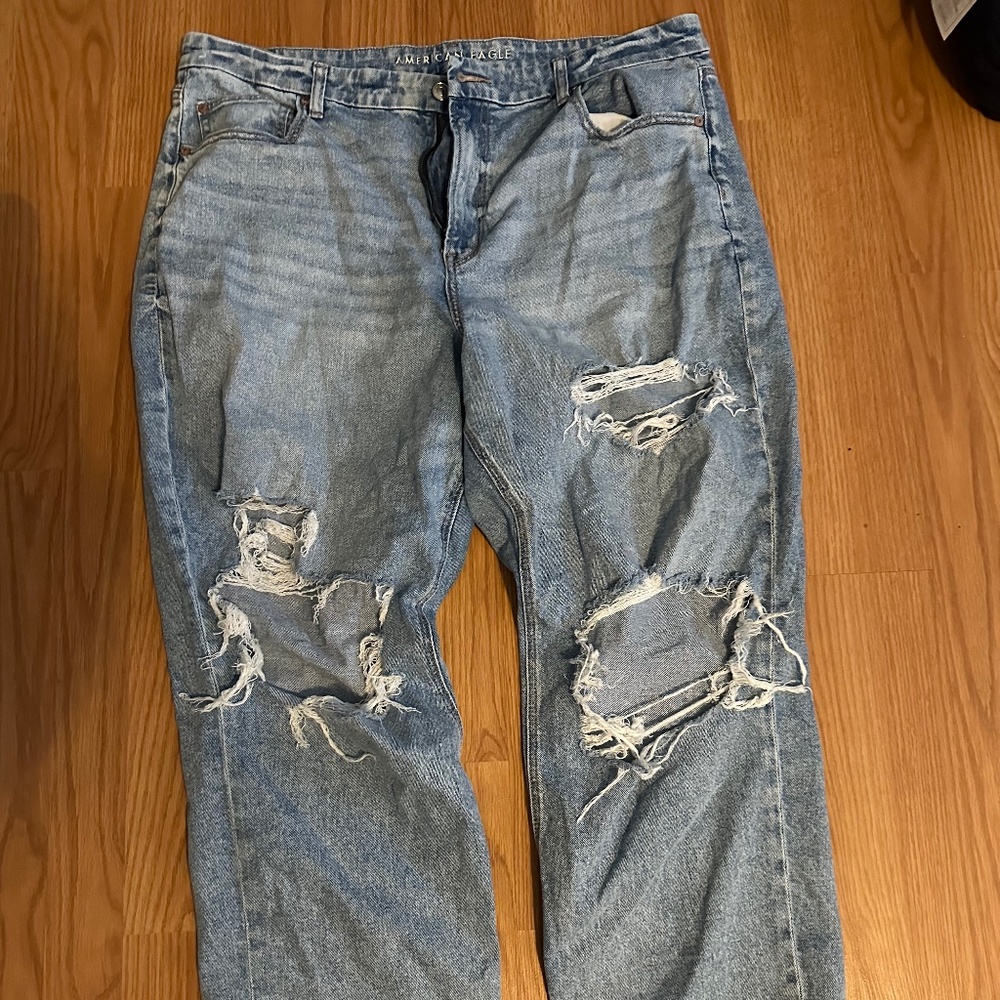 AE distressed curvy 90s straight jean size 20 short